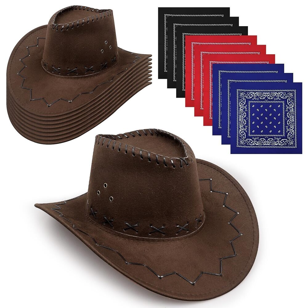 2743 18 Pcs Cowboy Hat Set,Western Party Cowboy Hats Bulk, Cowgirl Hat